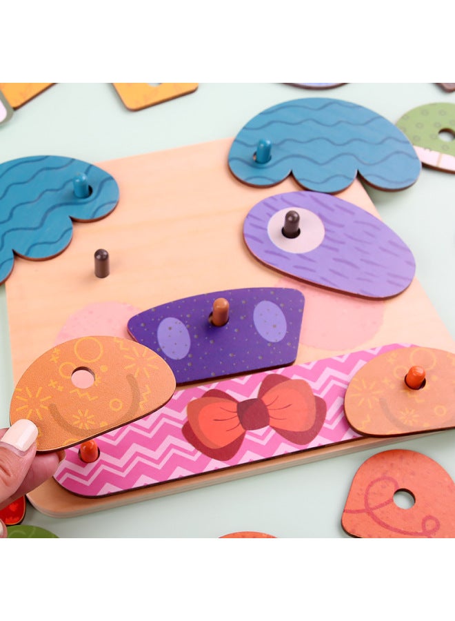 Creative Fun Expression Puzzle Children's Educational Face-changing Building Blocks Cognitive Matching Early Education Enlightenment Puzzle Toys-Color:Fun Emoji Puzzle - Image 5